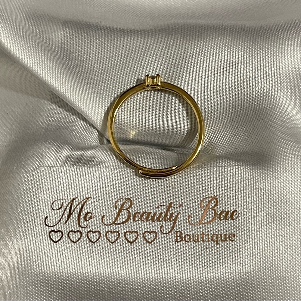 Dainty Thin Gold Crystal Ring - Picture 3 of 6